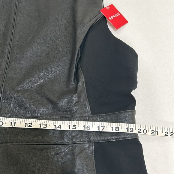 SPANX WOMENS BLACK LEATHER LIKE COMBO FITTED SHEATH DRESS BLACK Sz 1X NEW - Picture 13 of 14